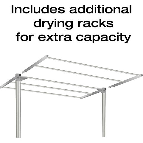GlamHaus Heated Clothes Airer Dryer Rack Aluminium with Cover Electric 220W  - Indoor - Folds Flat for Easy Storage